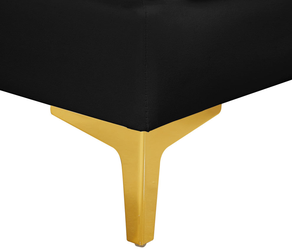 Alina Velvet Modular U-Shaped Sectional, Black, 6-Piece: 4 Armless Chair, 2 Corner Chair