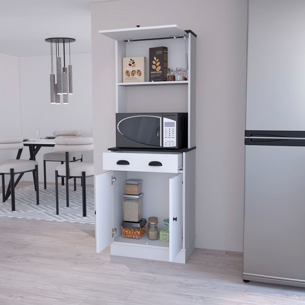 Tennant Kitchen Pantry, White / Black