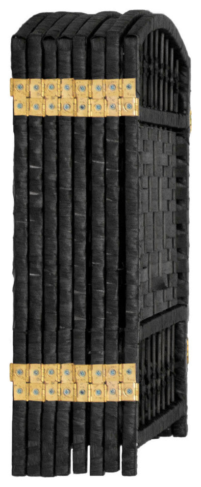 2 ft. Short Fiber Weave Room Divider Black 8 Panels
