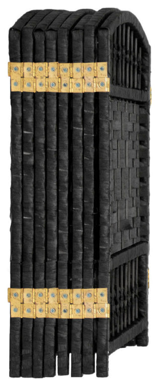 2 ft. Short Fiber Weave Room Divider Black 8 Panels