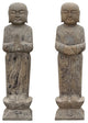 Pair Chinese Stone Carved Standing Zen Garden Monk Lohon Statues Hcs7645