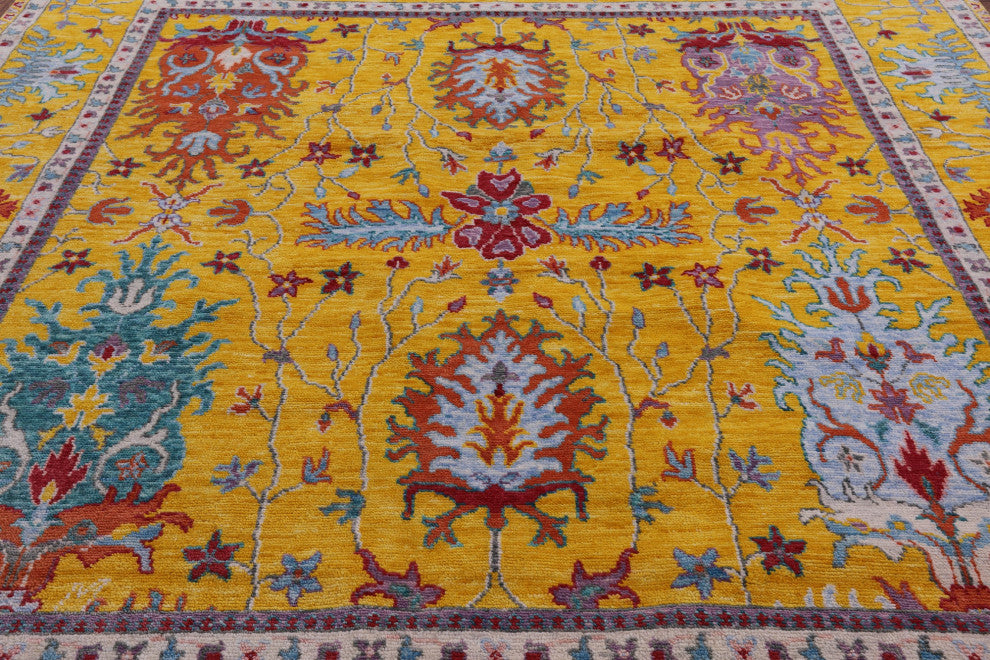 10' Square Turkish Oushak Hand-Knotted Wool Rug - Q13274