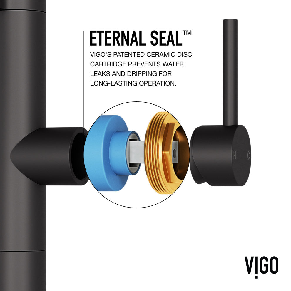 VIGO Edison Pro 20" H Single Handle Pull-Down Sprayer Kitchen Faucet, Matte Black