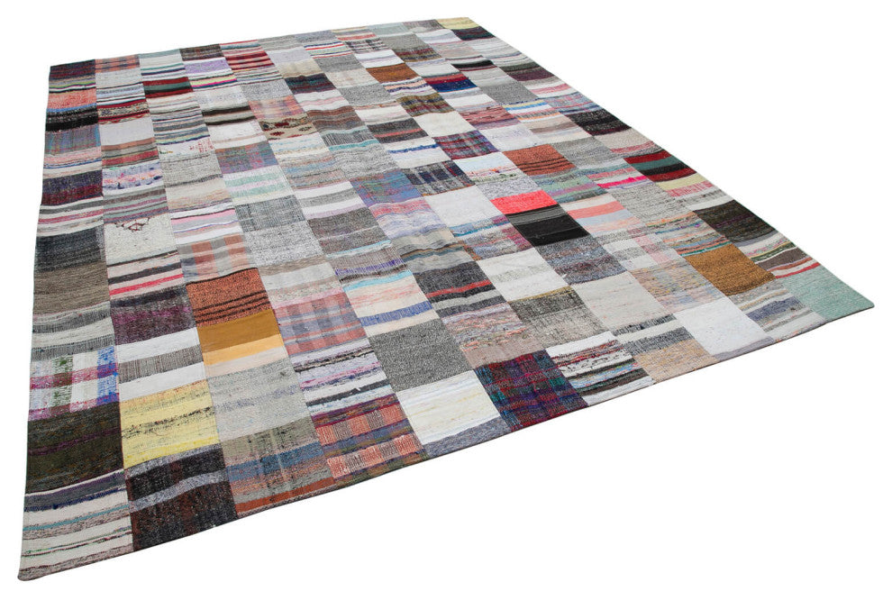 Rug N Carpet - Handmade Turkish 9' 1'' x 11' 5'' Tribal Patchwork Kilim Rug