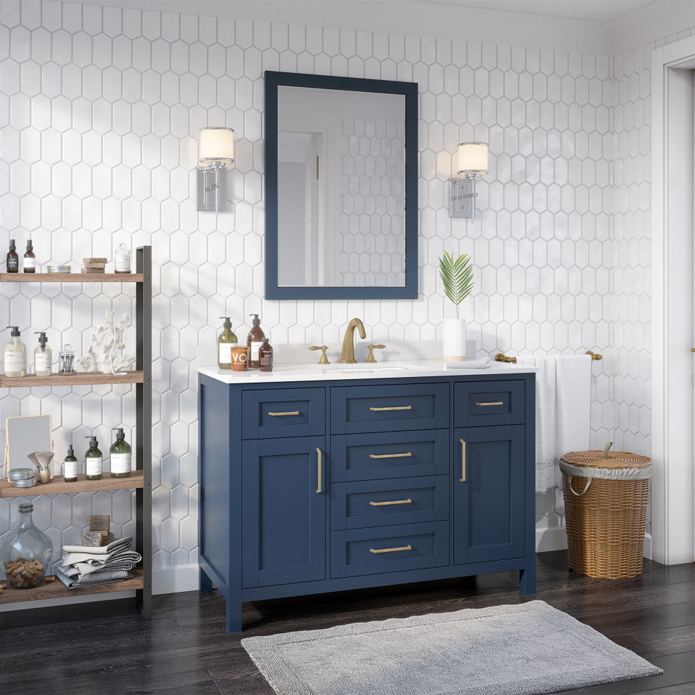 OVE Decors Tahoe Vanity With Mirror, Midnight Blue, 48"