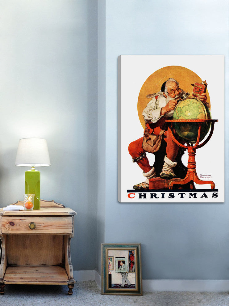 "Santa at the Globe Saturday" Canvas Print by Norman Rockwell