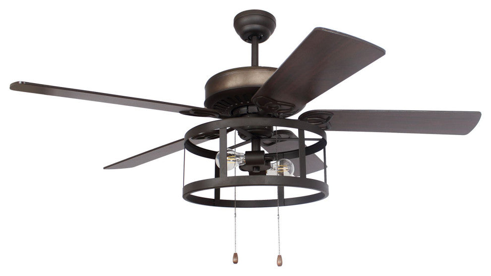 52 in Modern Ceiling Fan with Remote Control in Black