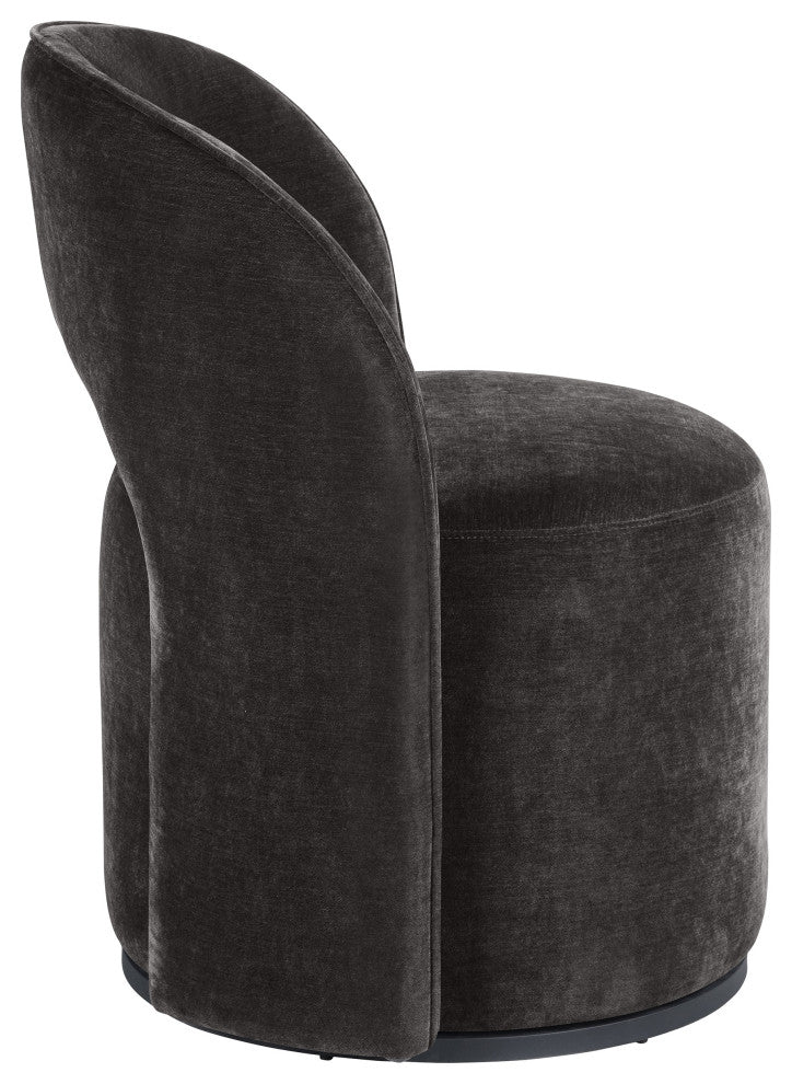 Harjo Velvet Upholstered Swivel Accent Chair Charcoal Grey