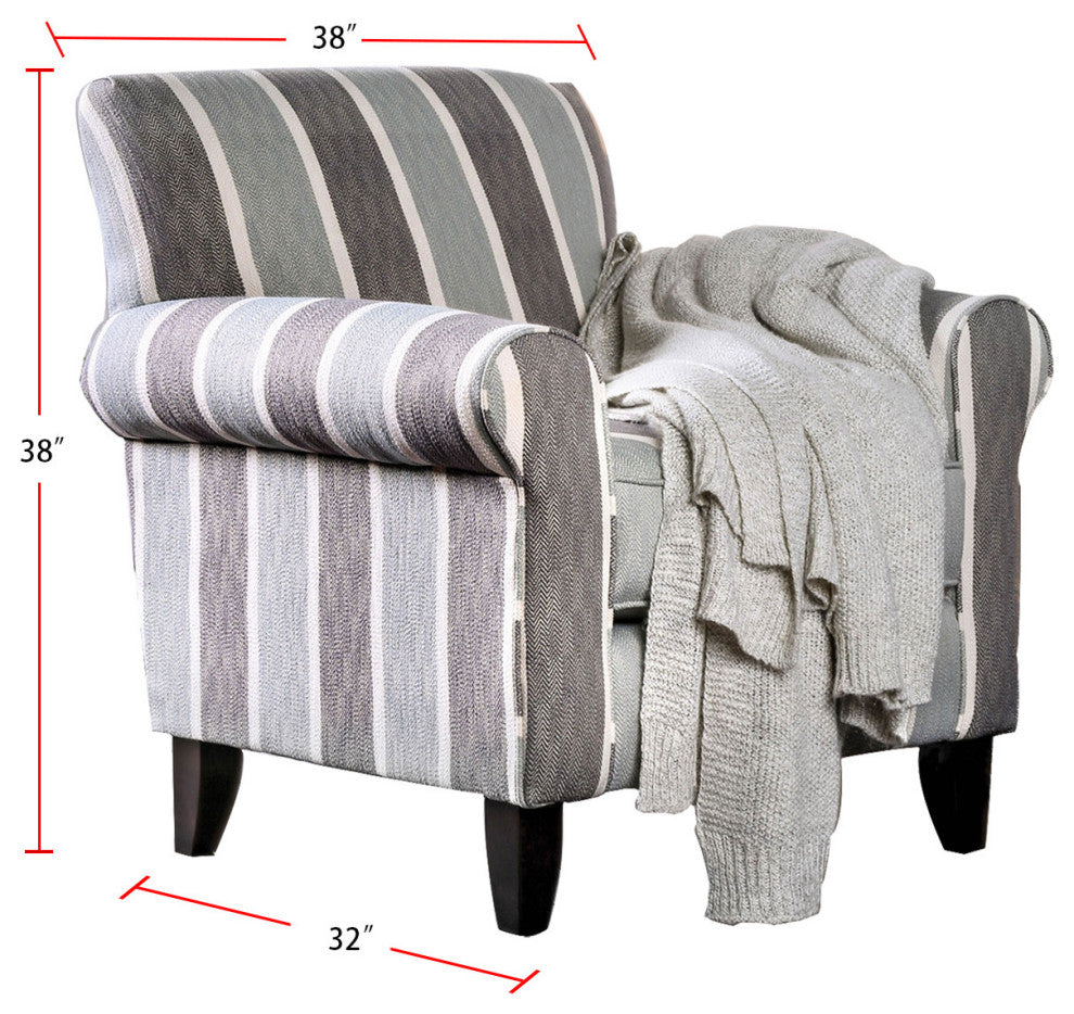 Fabric Chair with Stripe Pattern Design, Gray