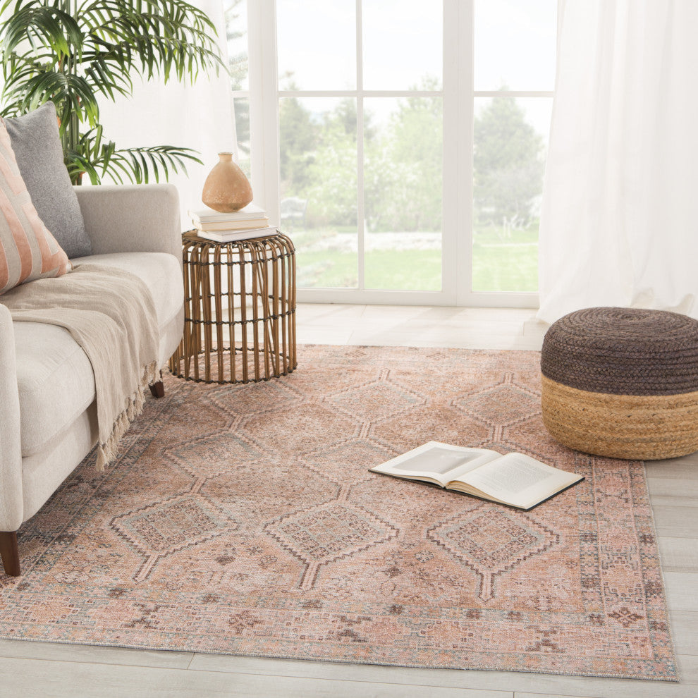 Machine Washable Jaipur Living Marquesa Trellis Light Pink/Blue Area Rug, 6'x9'