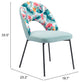 Dining Chair, Set of 2, Steel Metal, Fabric, Green, Black, Kitchen Cafe Bistro