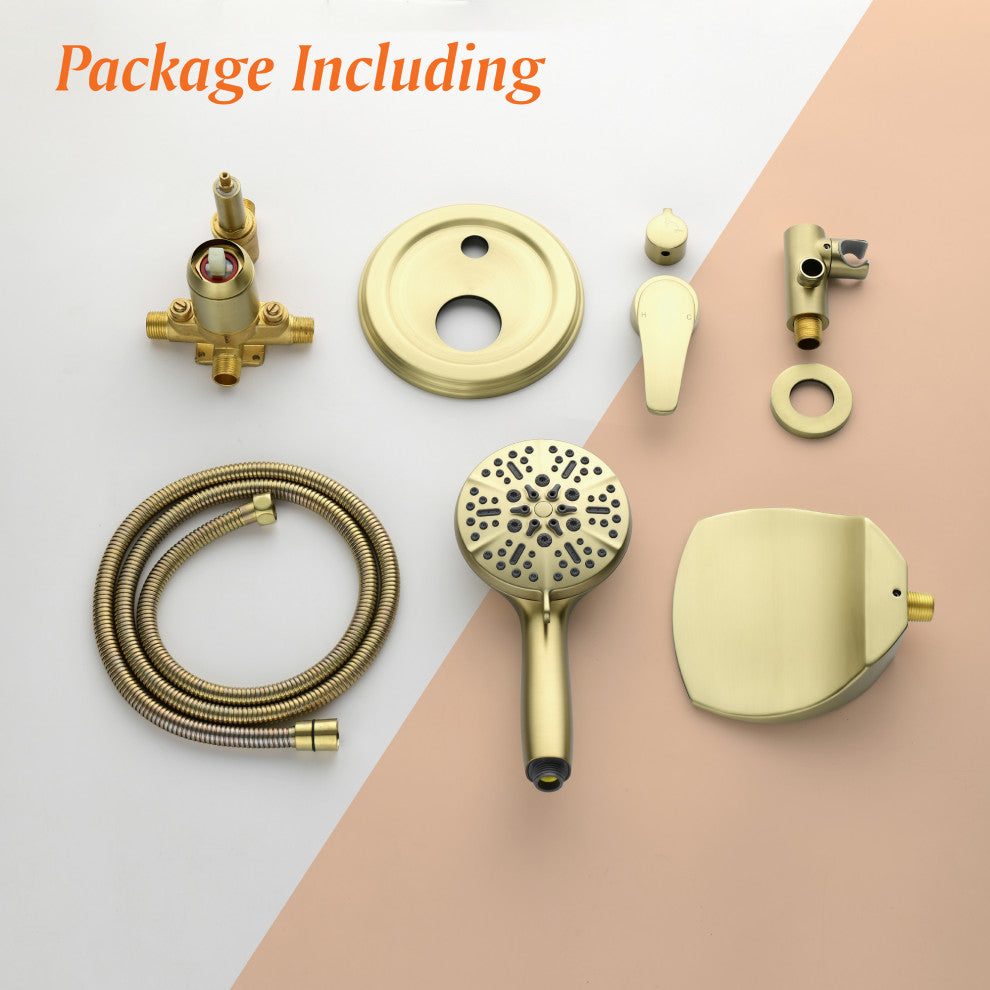 Single Handle Wall Mounted Waterfall Faucet With Handshower, Brushed Gold