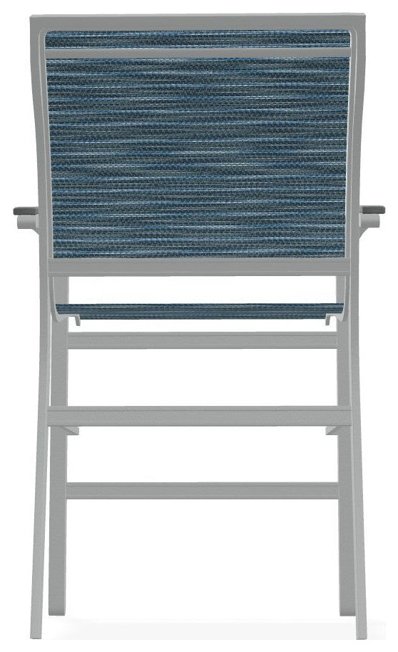 Bazza Sling Balcony Height Stackable Outdoor Stool, Nimbus Ocean/Graphite