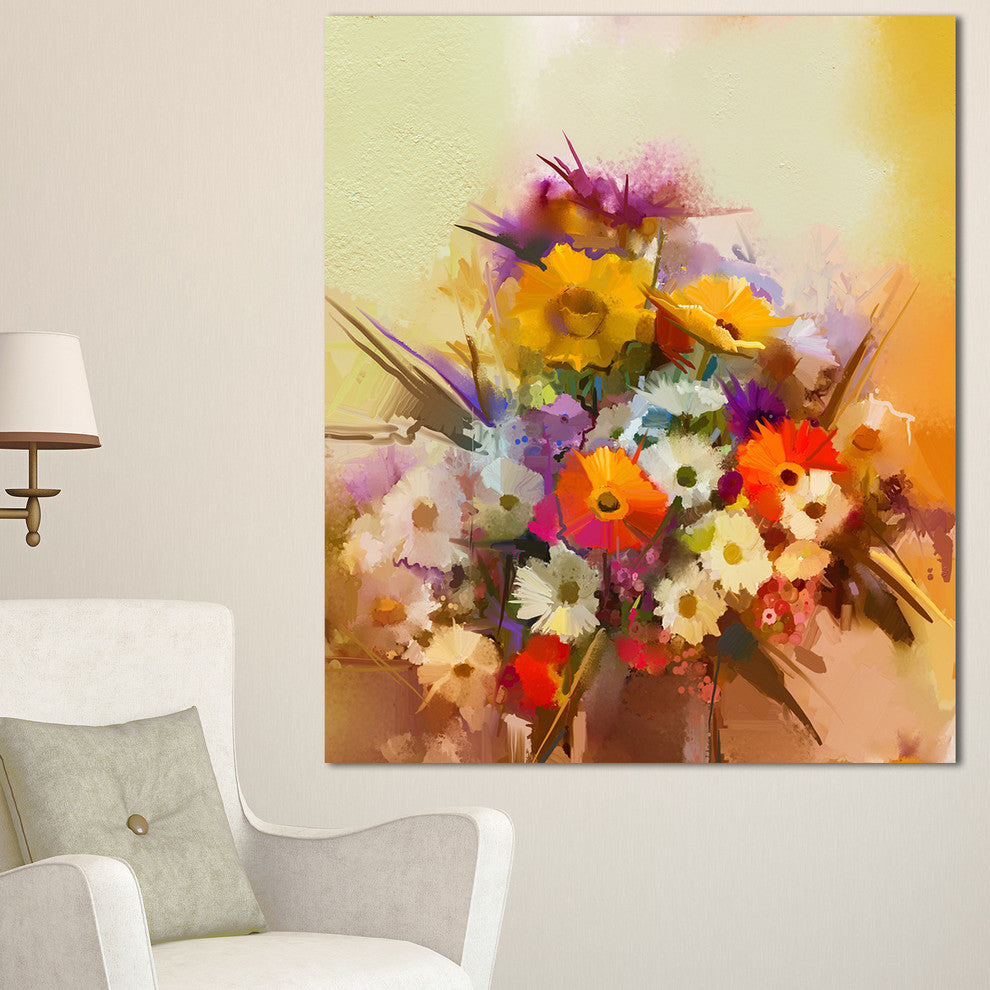 Hand painted Bouquet of Flowers, Large Floral Canvas Art Print, 30"x40"
