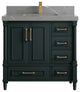 Aberdeen 36 Center Sink Bath Vanity in Dark Forest Green 2" Piatra Gray