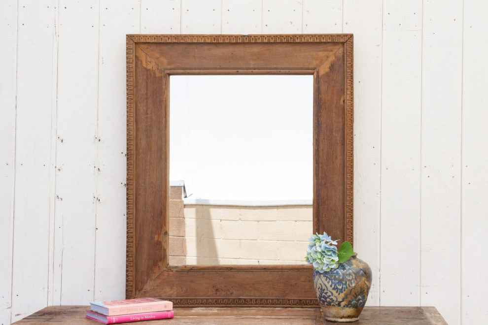 Boho Rustic Teak Frame Mirror