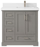 Boston 36 Right Offset Bath Vanity in Elephant Skin Gray 2" White Quartz
