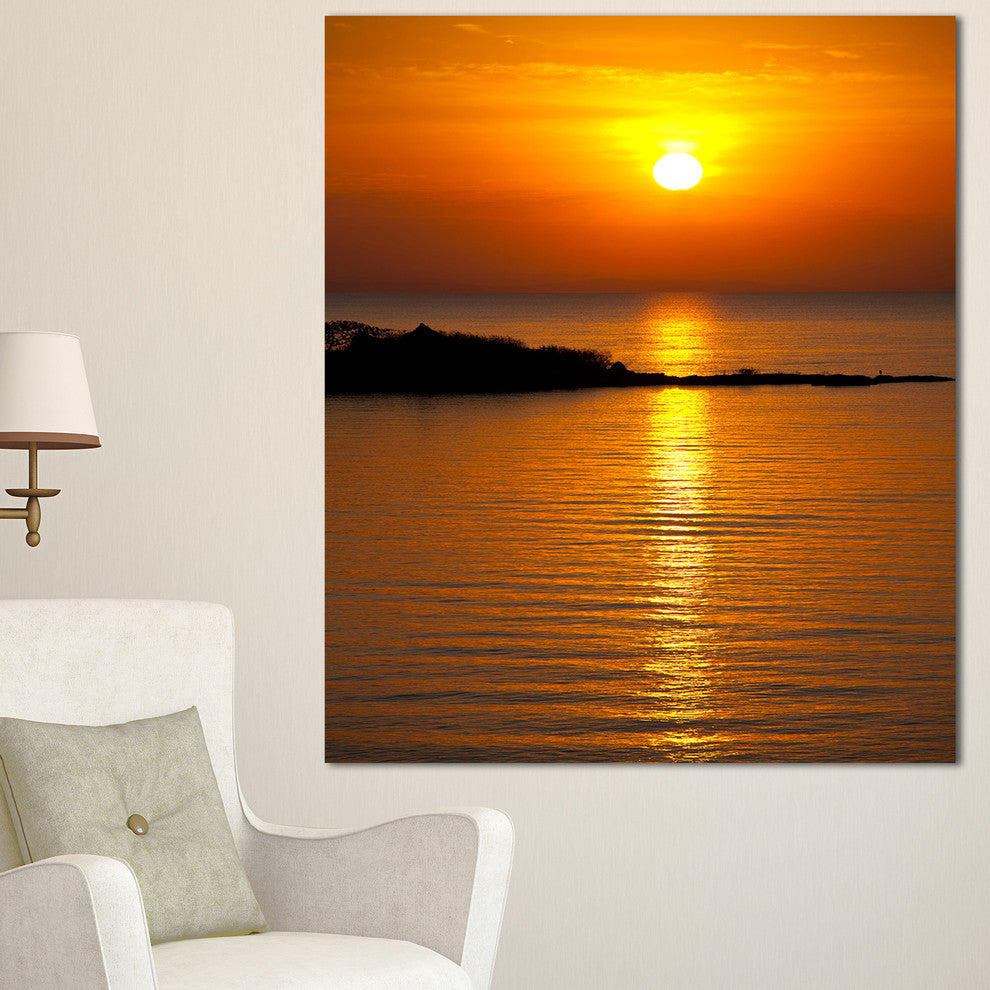 Beautiful Sunrise Reflecting in River, Large Seashore Canvas Print, 30"x40"
