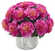 Nearly Natural Carnation Artificial Arrangement Marble Finished Vase Dark Pink
