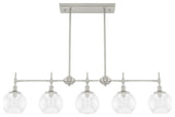 Xidane Brushed Nickel, Clear Glass 5 Light Linear Chandelier Light