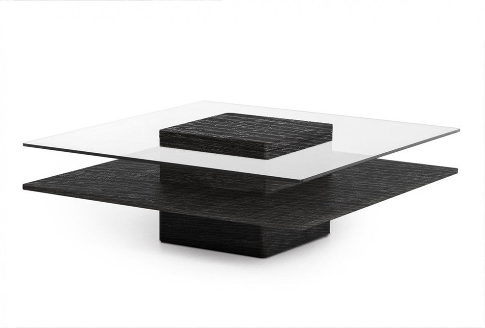 Modrest Clarion Modern Gray Elm and Glass Coffee Table