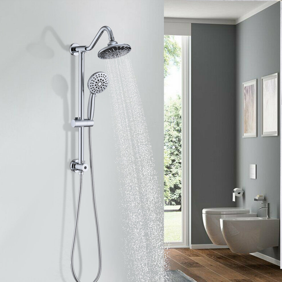 6" Exposed Stainless Steel Shower Faucet Set with 6 Sprays Handheld Shower Head, Chrome