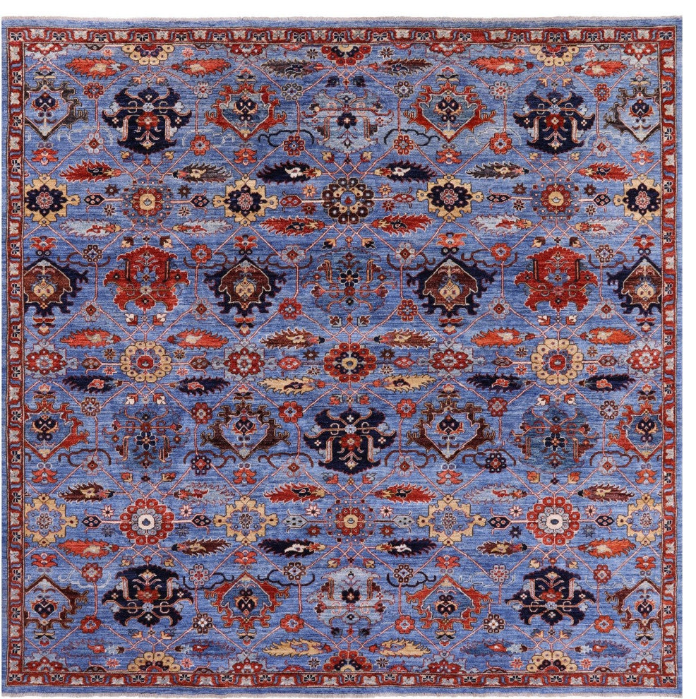 10' Square Persian Fine Serapi Handmade Wool Rug - Q12873