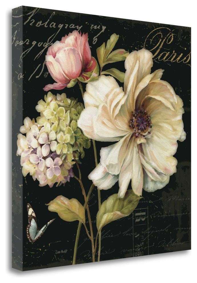 "Marche De Fleurs On Black II" By Lisa Audit, Giclee on Gallery Wrap Canvas