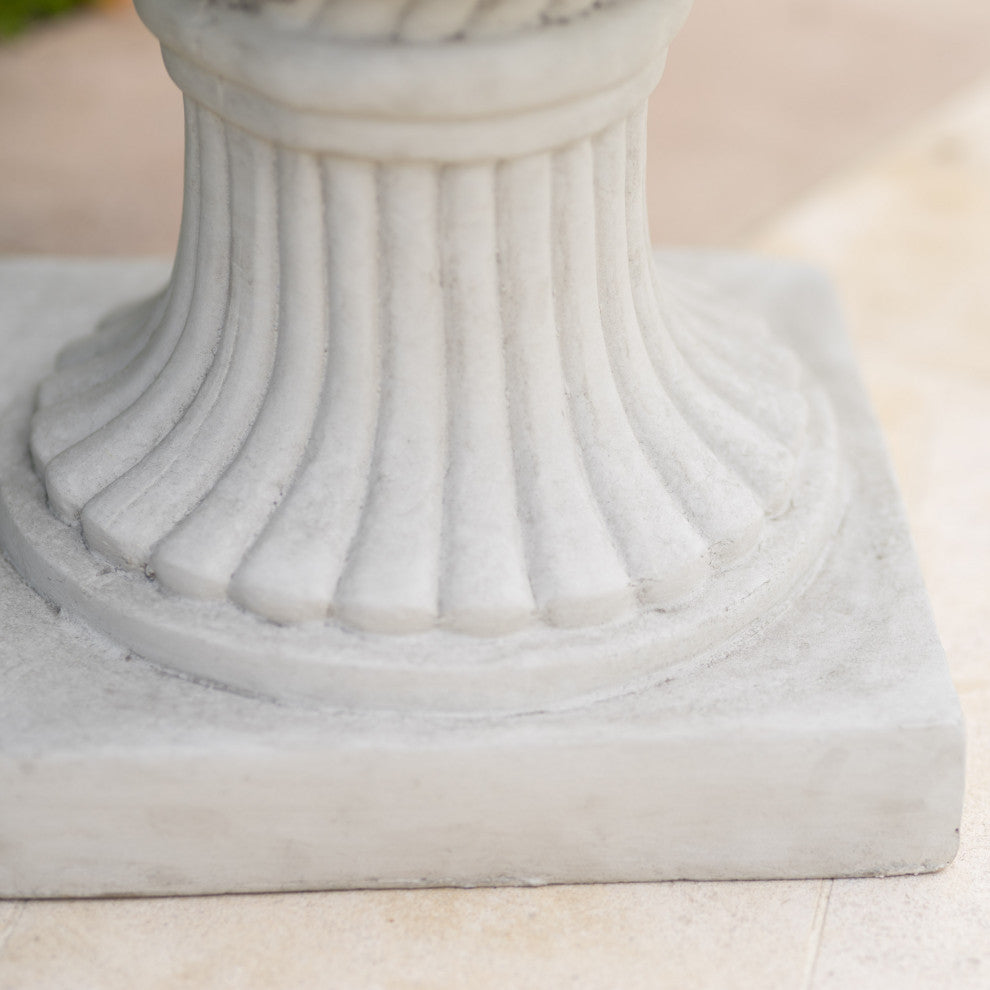 GDF Studio Napoli 26" Antique Stone Planter, White