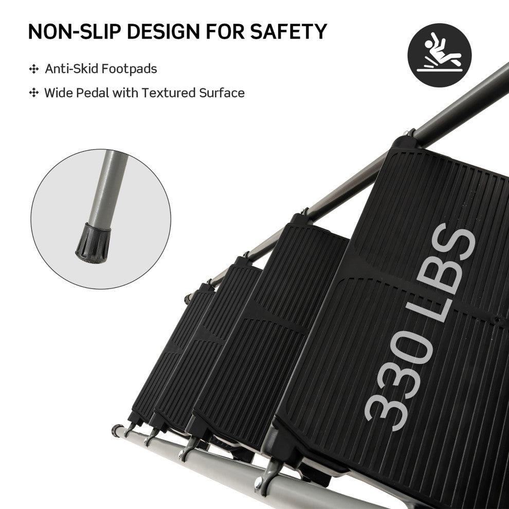 Costway 4 Step Folding Ladder 330lbs Portable Steel Anti-Slip w/Tool Platform