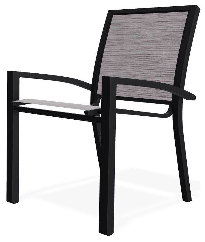 Kendall Sling Stackable Outdoor Dining Chair, Fossil/Black