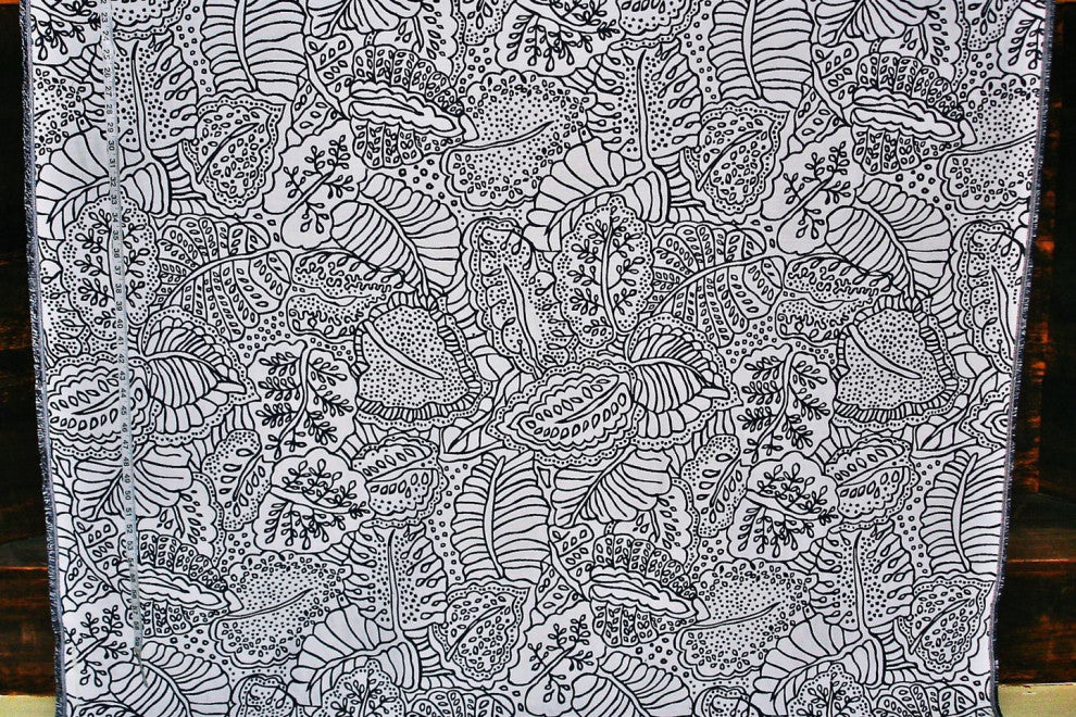 Blue Tropical Jungle Upholstery Fabric Reversible, Standard Cut- 36" Length