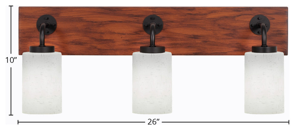 Oxbridge 3-Light Bath Bar, Matte Black & Painted Wood-look Metal/White Muslin