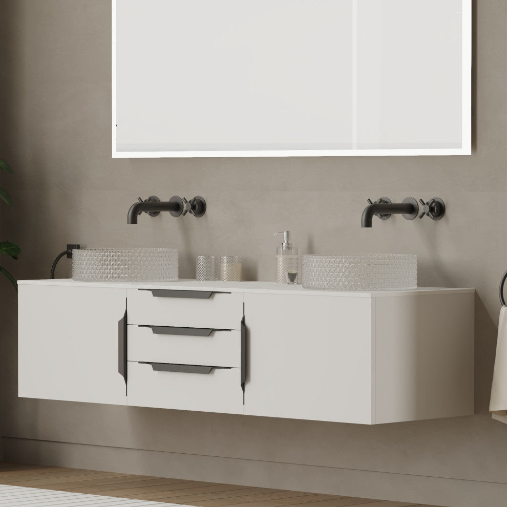 Morden Minimalist Thinner Vanity Countertop, 84"