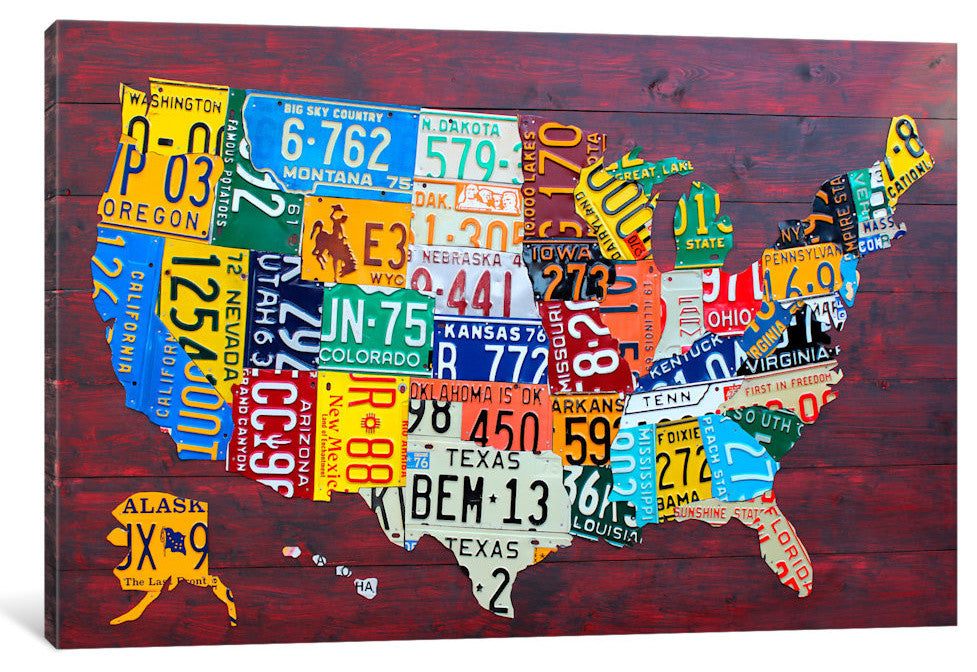 USA Recycled License Plate Map VII by Design Turnpike