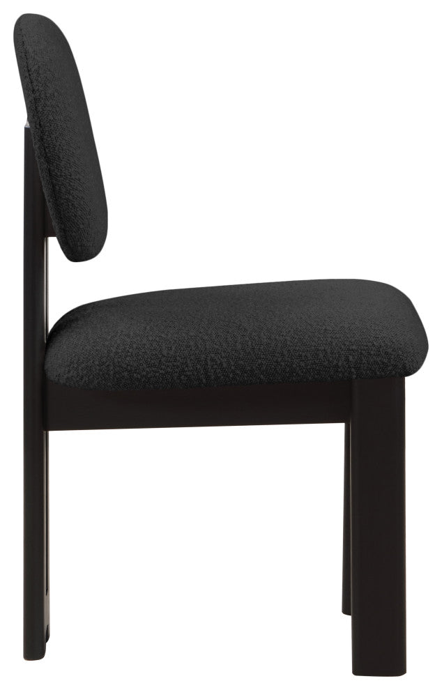 Napa Boucle Fabric Dining Chair, Set of 2, Black, Black Finish