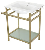 Kingston Brass VPB24187W1 24" Rectangular Ceramic - White / Brushed Brass