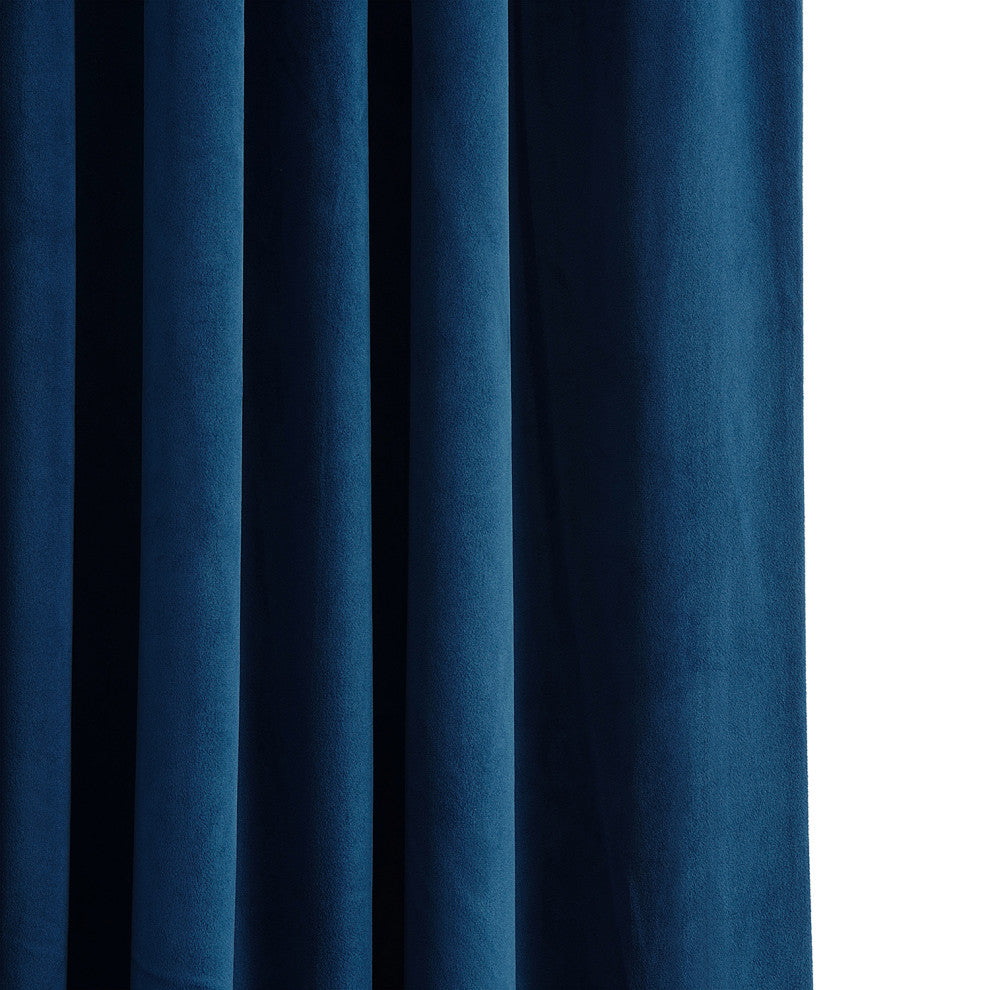 Signature Blackout Velvet Curtain Single Panel, Union Blue, 50"x84"