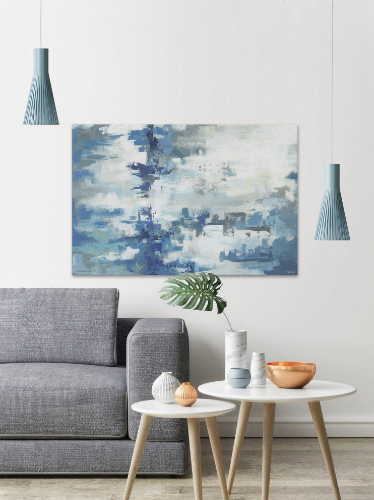 "Vast Blue Hues" Painting Print on Wrapped Canvas, 12"x8"