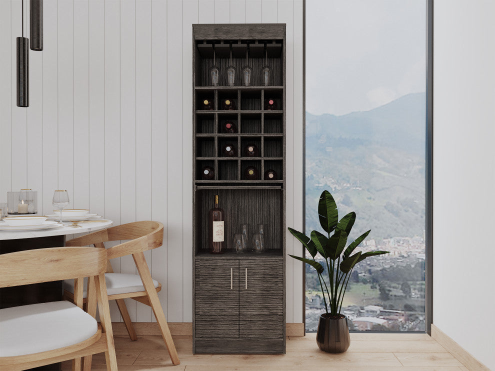 DEPOT E-SHOP Soria Bar Cabinet, Smokey Oak