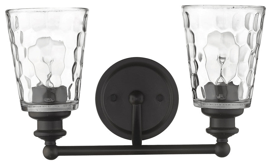 Bronze Metal and Pebbled Glass Two Light Wall Light