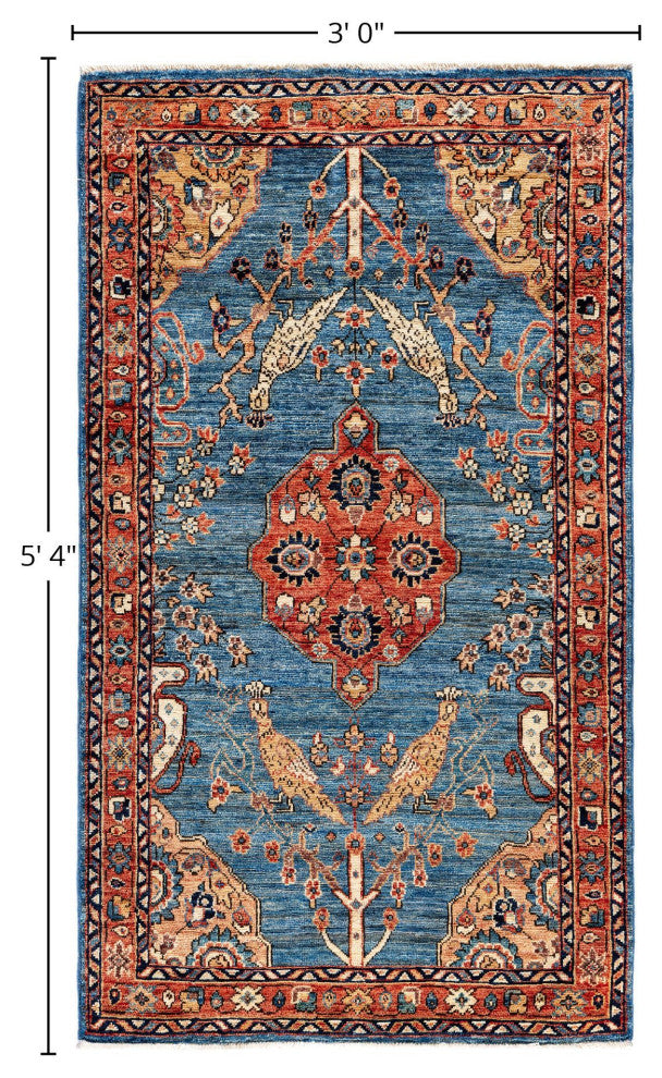 Serapi One-of-a-Kind Hand-Knotted Area Rug Light Blue, 3'0" x 5'4"