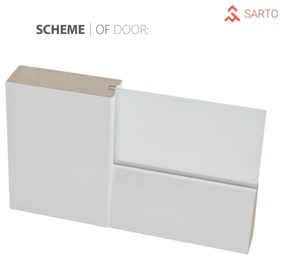 Double Pocket Doors 84x96|Frames|Quadro 4055 White Silk|Frosted Opaque Glass