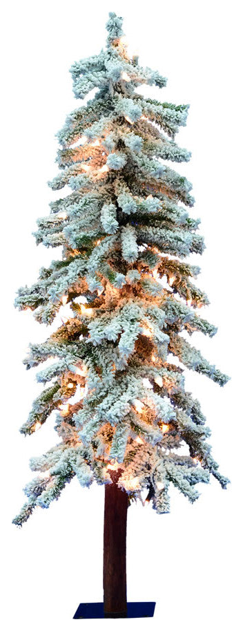 Vickerman A807441 4' Flocked Alpine Artificial Christmas Tree, Clear Lights