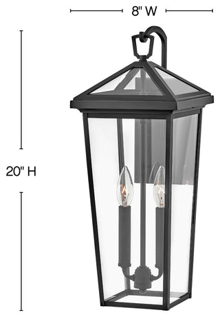 Hinkley Alford Place 20" Md Outdoor Tall Wall Mount Lantern, Museum Black