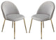 Lilly 2 Dining Chairs With Gold Metal Legs, Gray Velvet