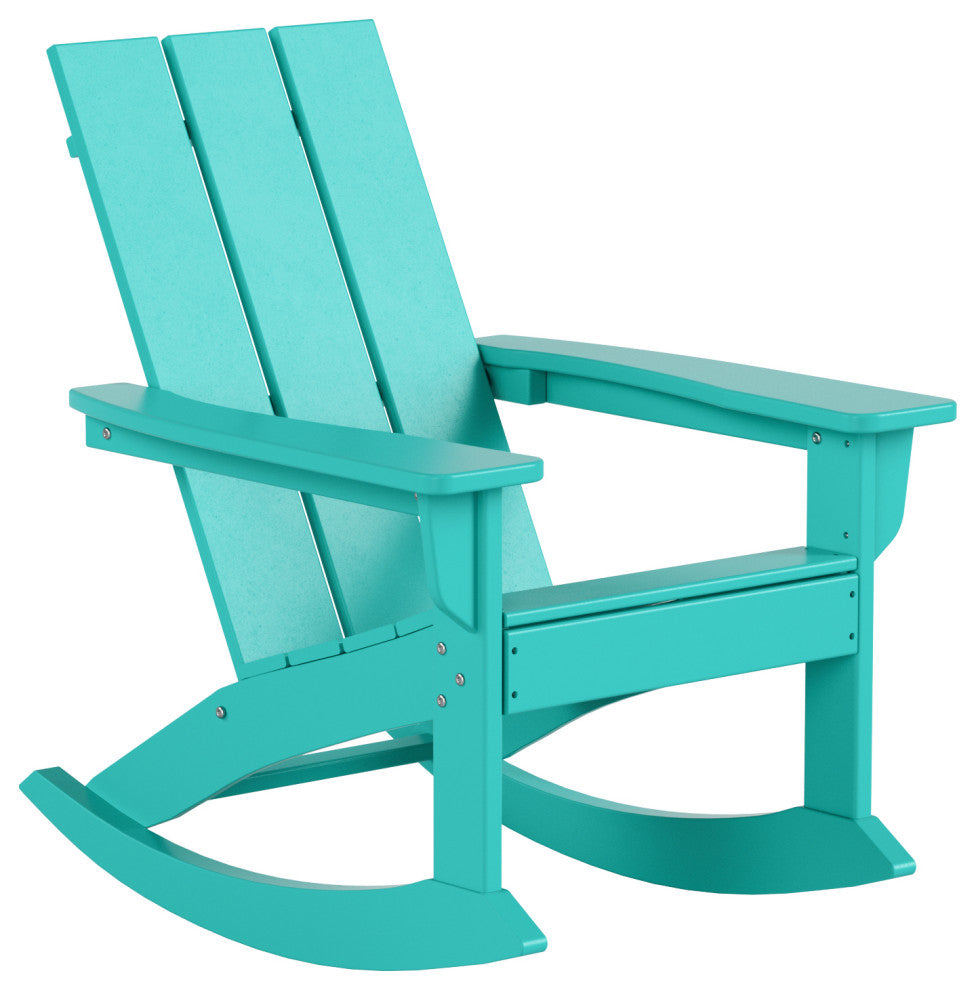 WestinTrends Set of 2 Modern Adirondack Outdoor Rocking Chairs, Turquoise