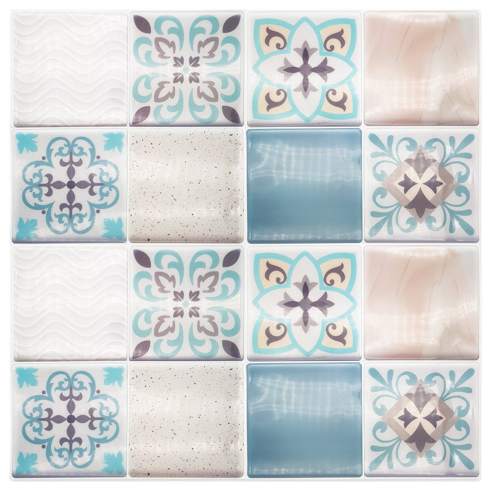 6" Sanish Retro Mediterranean Crush Glossy 16 pcs 3D Tile Stickers