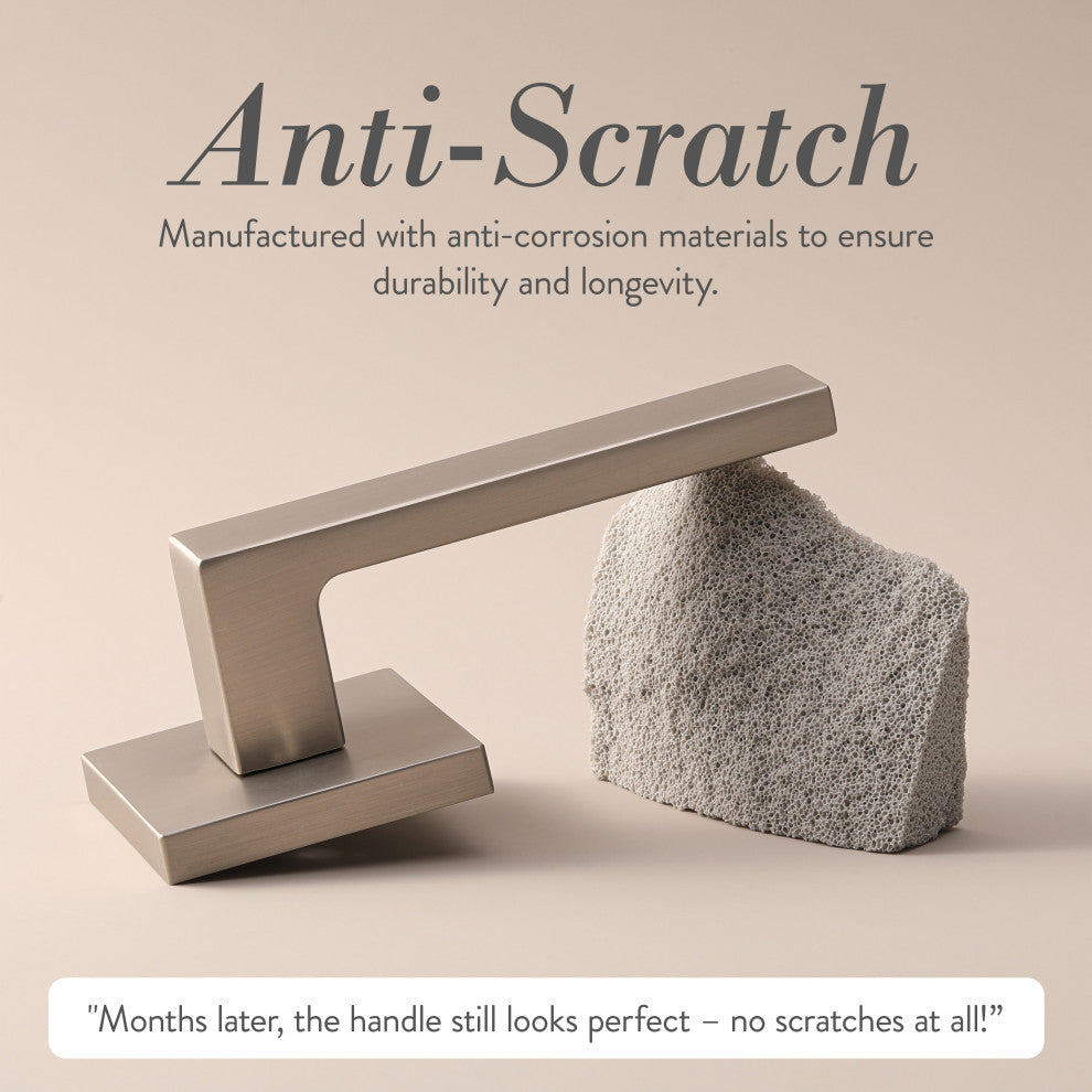 Modern Heavy Duty Designer Interior Door Lever - Allen Collection, Satin Nickel, Privacy Right Hand