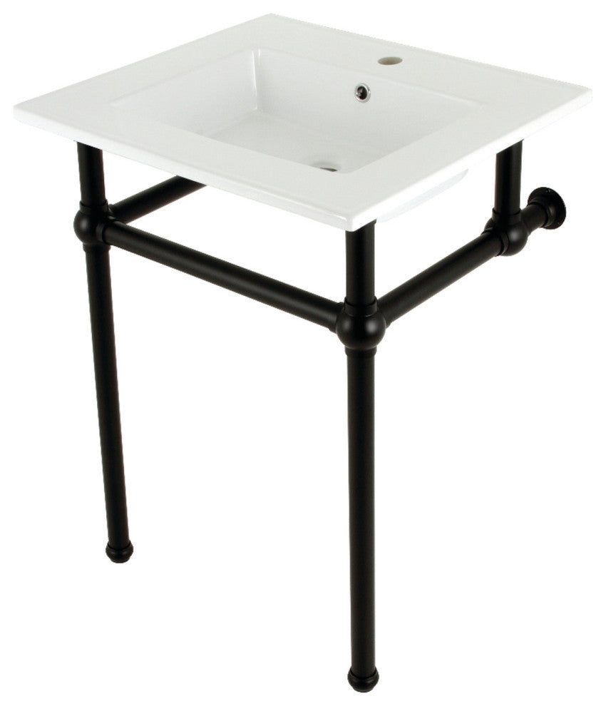 Kingston Brass KVBH252270 25" Console Sink, Legs, Single Faucet Hole